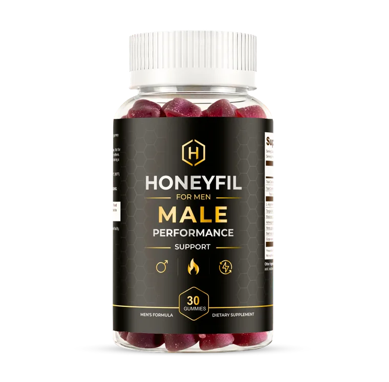 HoneyFil For Men male performance support bottle with 30 gummies