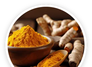 Turmeric root and curcumin powder